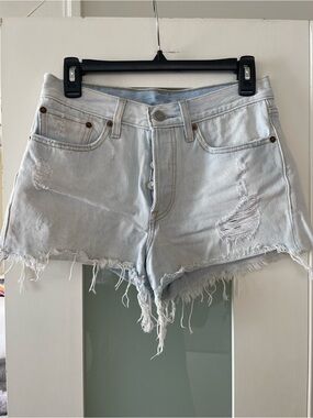 Levi's Light Blue Distressed Denim Cutoff Shorts